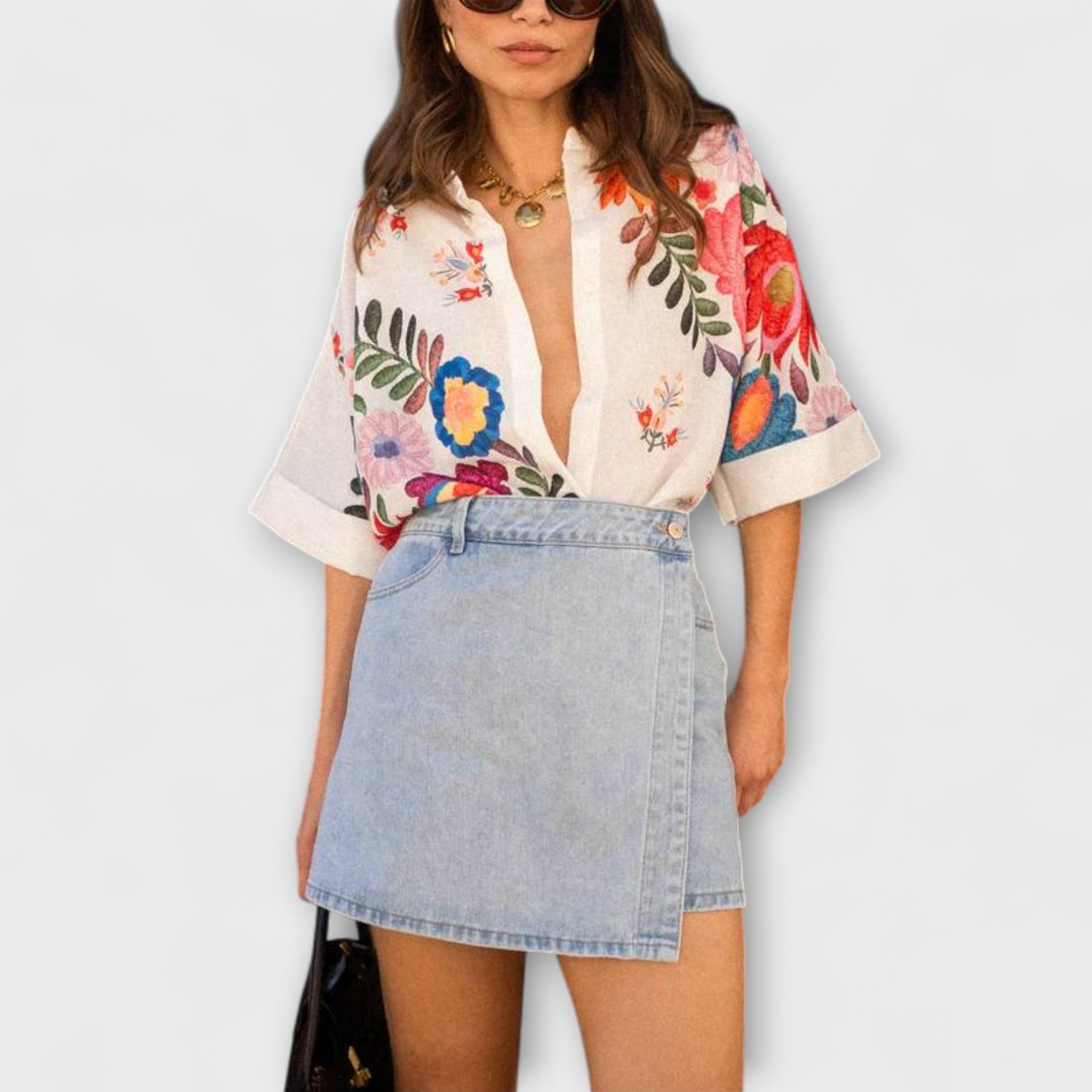 Ziva - Carla Kurzarmhemd mit Blumenmuster