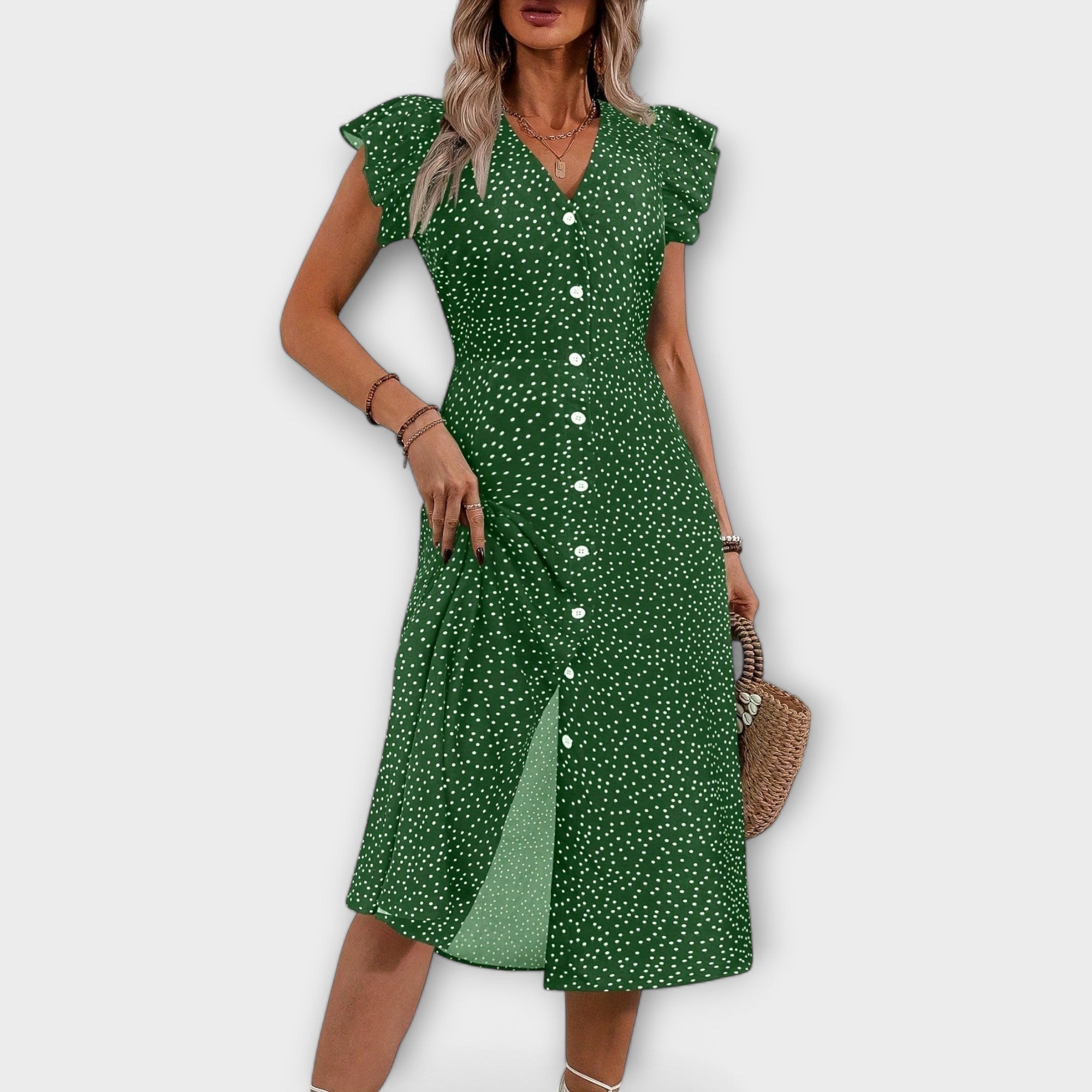 Schickes Polka-Dot-Midi-Kleid