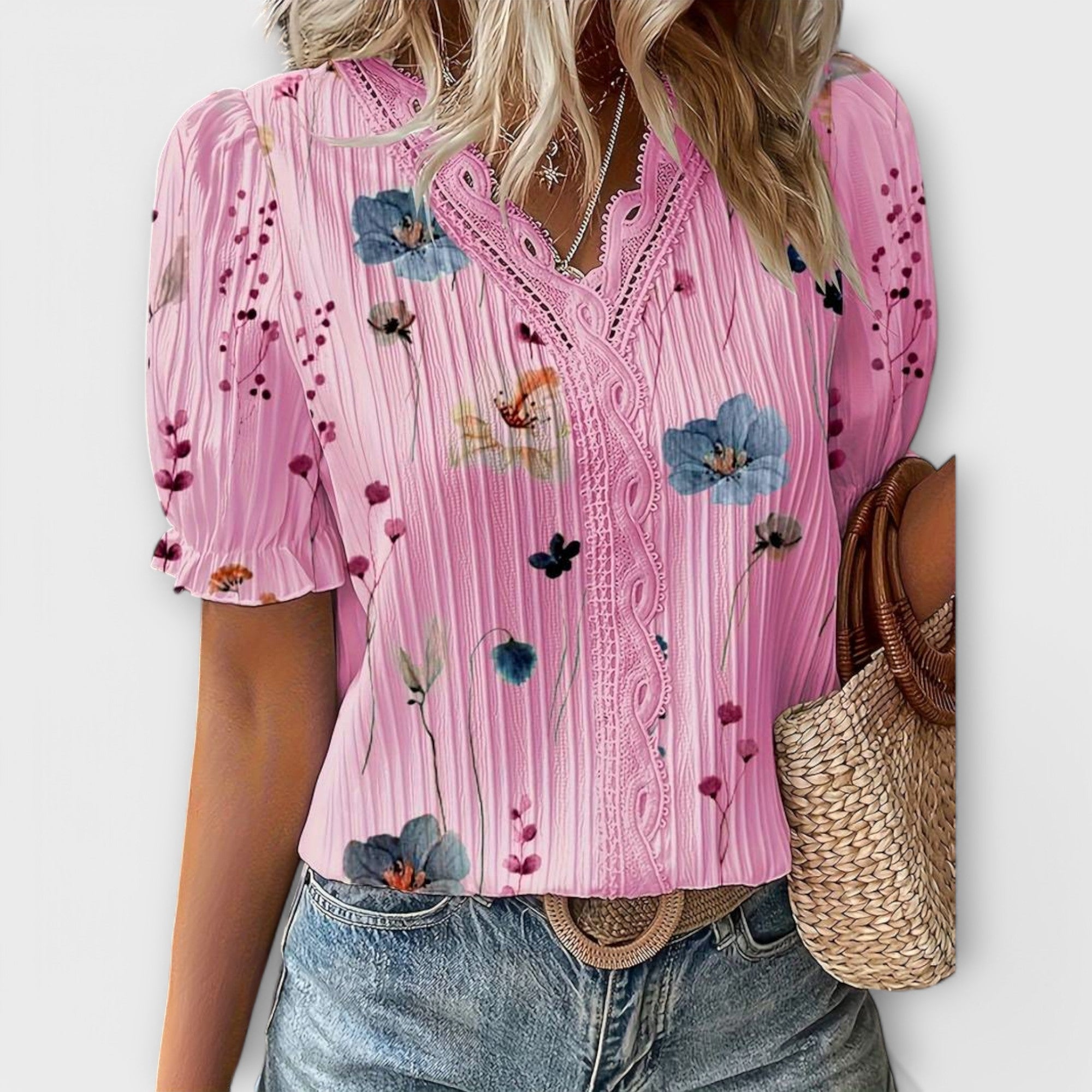 Emily - Modische Bluse mit spitzem Ausschnitt