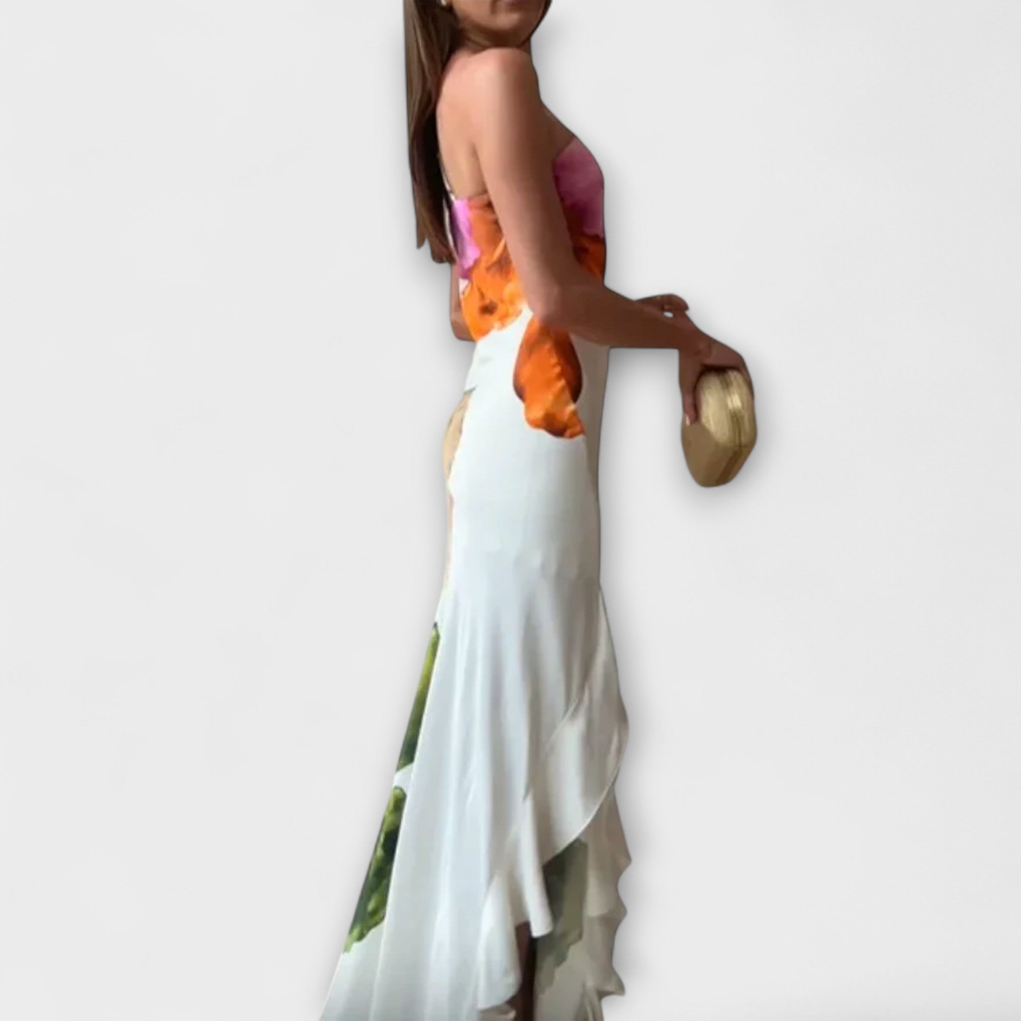 De Sapphire - Elegantes Patchwork Maxi Kleid