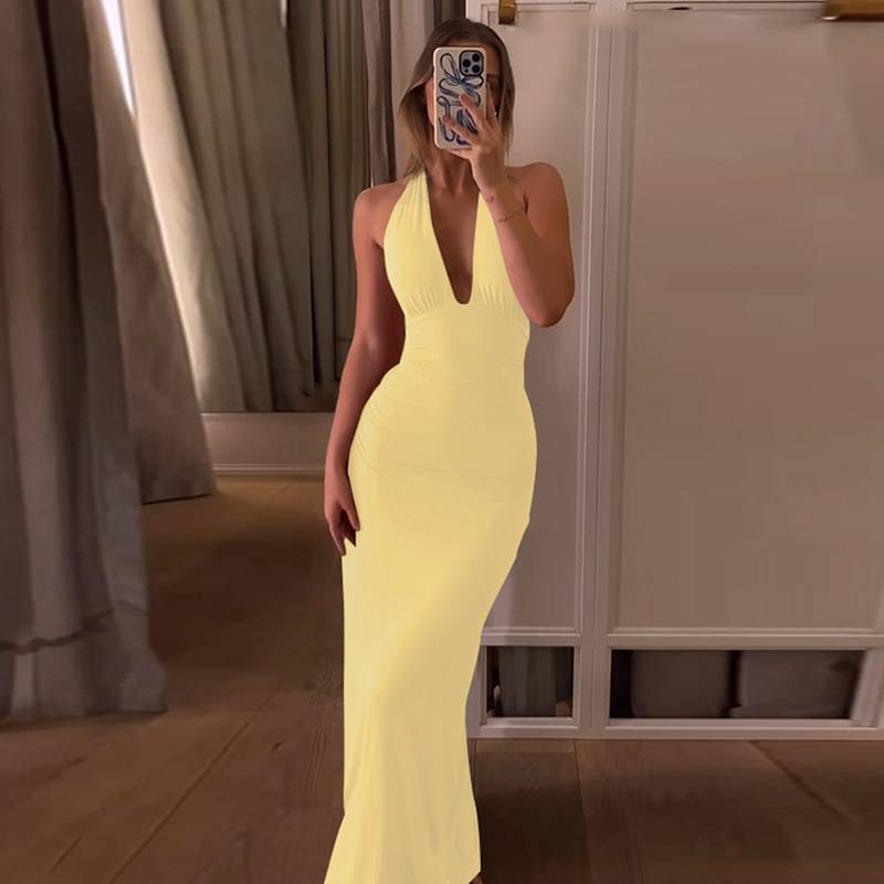 Raffiniertes Rückenfreies Halterneck-Gala Kleid