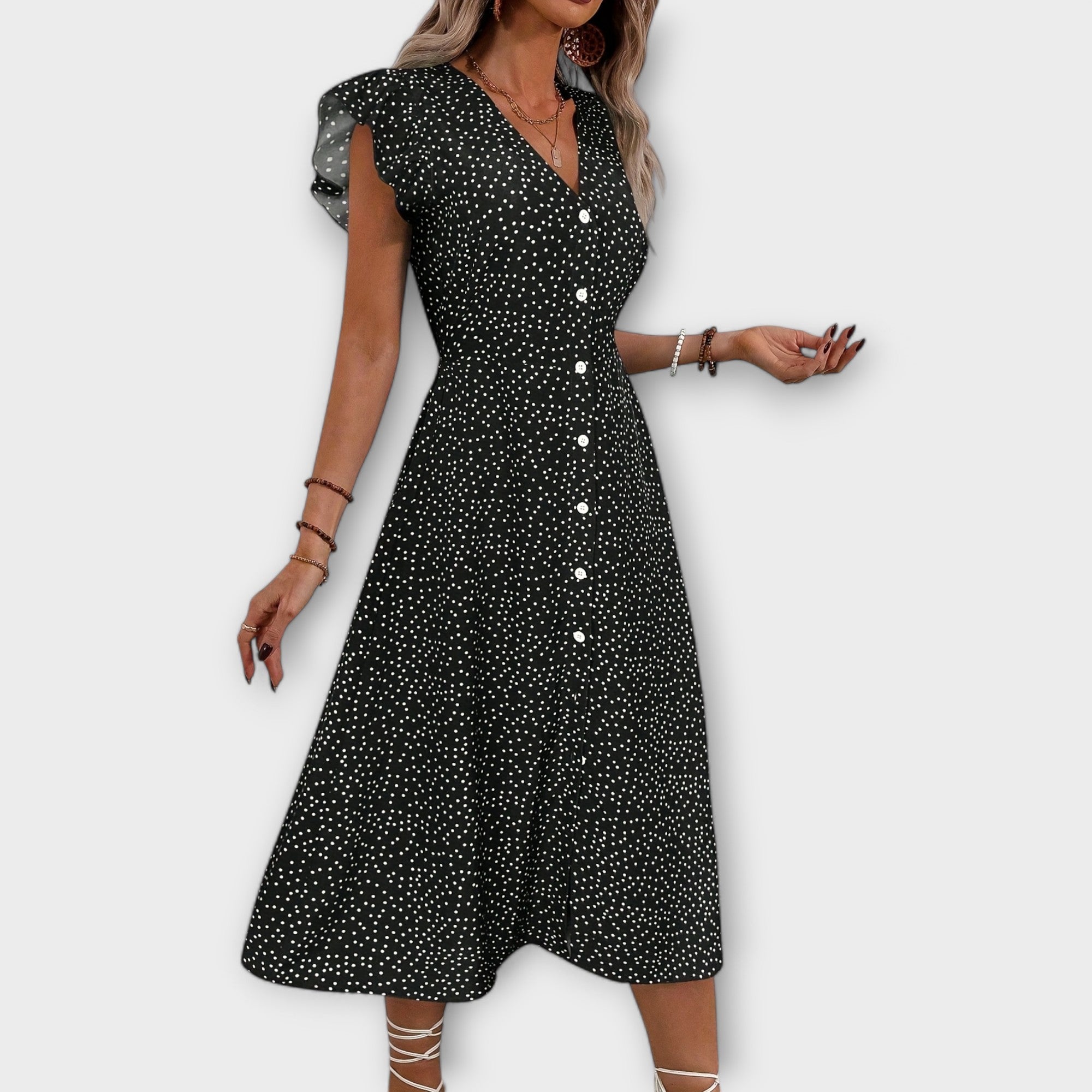 Schickes Polka-Dot-Midi-Kleid